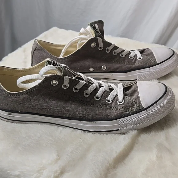 Convere Gray/Green Low Tops Size 11.5 - Picture 4 of 7
